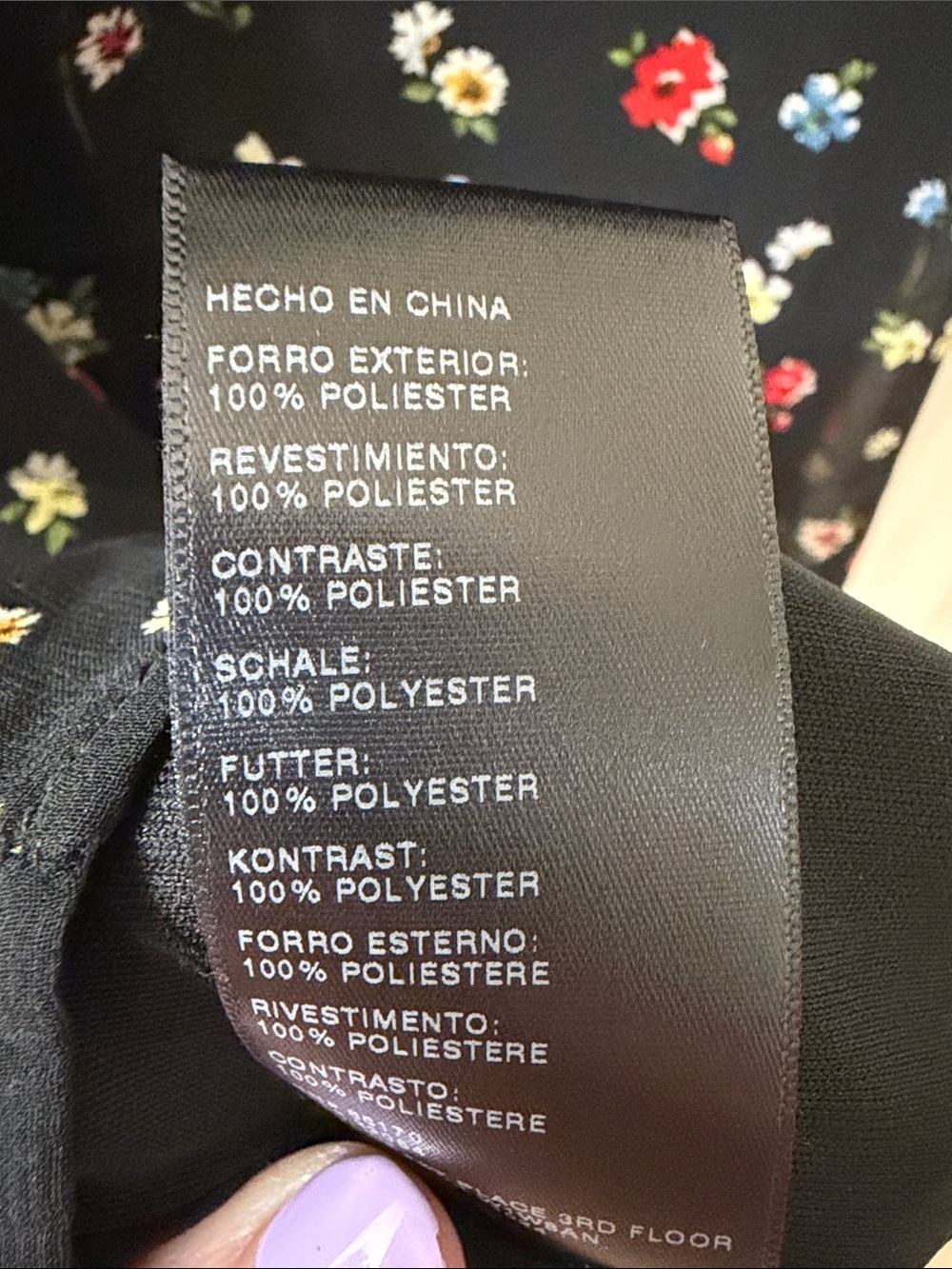 Black Floral Mini Dress with White Peter Pan Collar - Picture 7 of 7